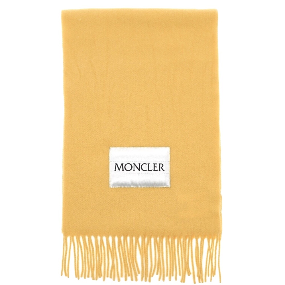 Moncler Logo Scarf 100% Wool Yellow New